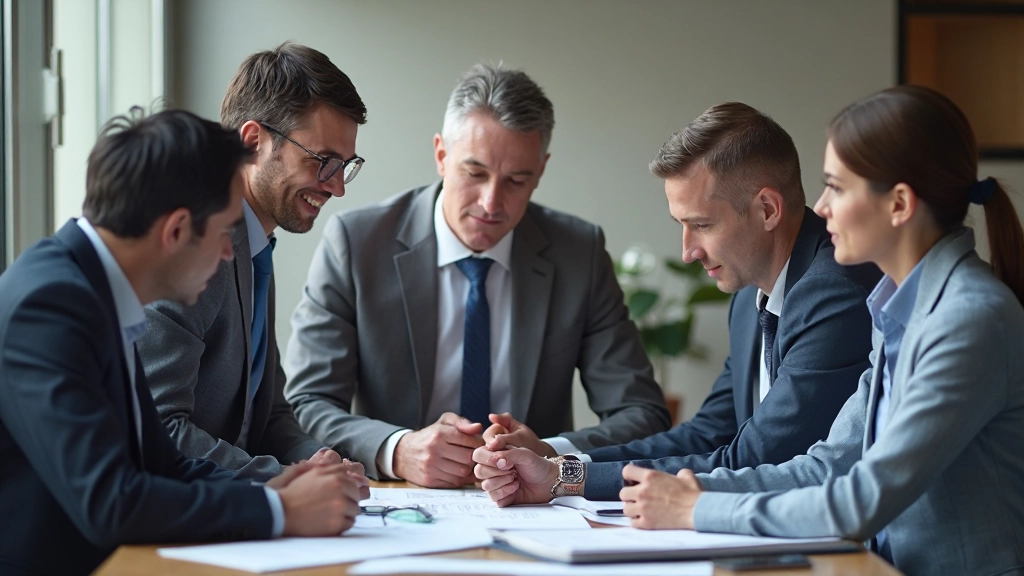 Профессиональная встреча команды обсуждает стратегические решения развития компании за столом